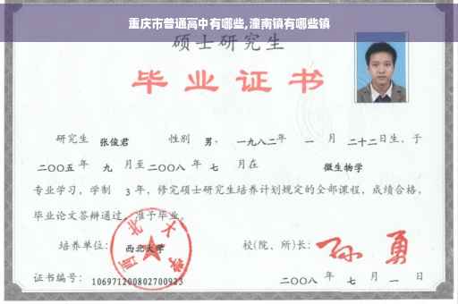 重庆市普通高中有哪些,潼南镇有哪些镇