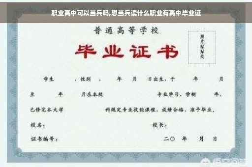 职业高中可以当兵吗,想当兵读什么职业有高中毕业证