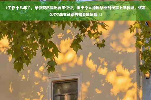 ?工作十几年了，单位突然提出要学位证，由于个人原因毕业时没拿上学位证，该怎么办?毕业证明书需要填写嘛⚡️