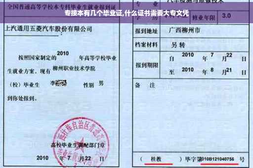 专接本有几个毕业证,什么证书需要大专文凭