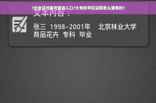 ?毕业证书编号查询入口?大专的学历证明怎么查看的?