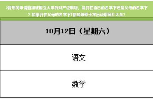 ?我想问申请新加坡国立大学的财产证明呀，是开在自己的名字下还是父母的名字下？如果开在父母的名字下?新加坡硕士学历证明图片大全?