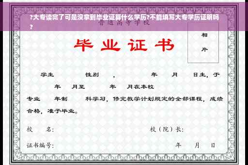 ?大专读完了可是没拿到毕业证算什么学历?不能填写大专学历证明吗
?