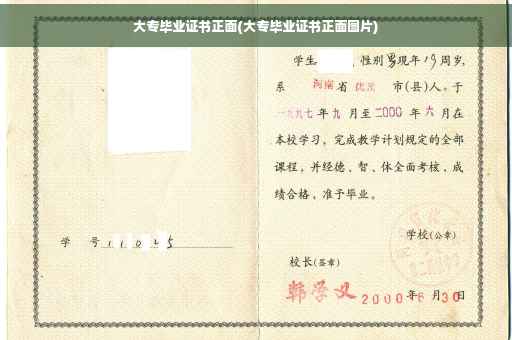 大专毕业证书正面(大专毕业证书正面图片) 大专毕业证书正面(大专毕业证书正面图片)
