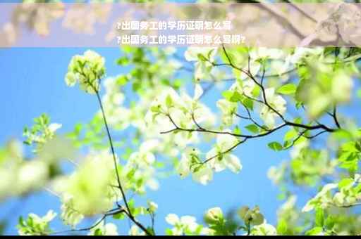 ?出国务工的学历证明怎么写
?出国务工的学历证明怎么写啊?