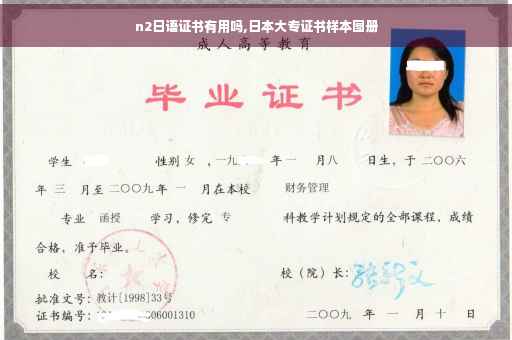 n2日语证书有用吗,日本大专证书样本图册