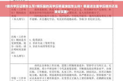 ?提升学历证明怎么写?娱乐圈的高学历明星演技怎么样？明星该注重学历提升还是演戏实践?