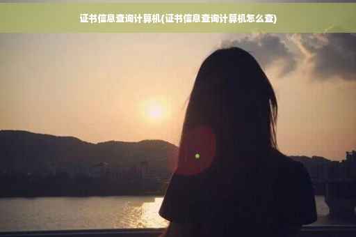 证书信息查询计算机(证书信息查询计算机怎么查)