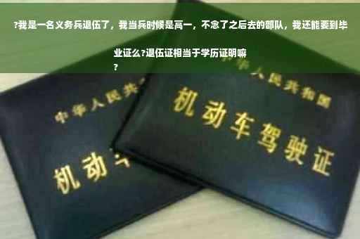 ?我是一名义务兵退伍了，我当兵时候是高一，不念了之后去的部队，我还能要到毕业证么?退伍证相当于学历证明嘛
?