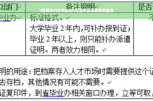 ?同等学力补充材料?同等学历证明是谁盖章
?