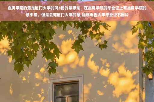 嘉庚学院的章是厦门大学的吗?我的意思是，在嘉庚学院的毕业证上有嘉庚学院的章不错，但是会有厦门大学的章,福建电视大学毕业证书图片