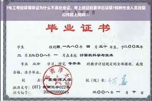 ?电工考初级等级证为什么不要毕业证，考上岗证到要学历证明?特种作业人员持复印件能上岗吗⚡️