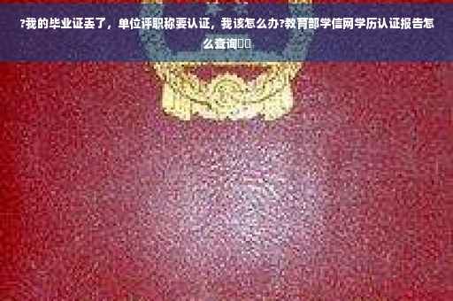 ?我的毕业证丢了，单位评职称要认证，我该怎么办?教育部学信网学历认证报告怎么查询⚡️