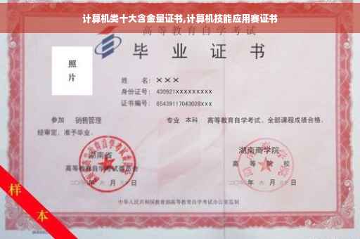 计算机类十大含金量证书,计算机技能应用赛证书