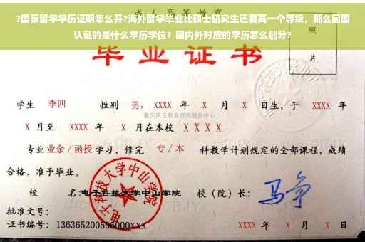 ?国际留学学历证明怎么开?海外留学毕业比硕士研究生还要高一个等级，那么回国认证的是什么学历学位？国内外对应的学历怎么划分?