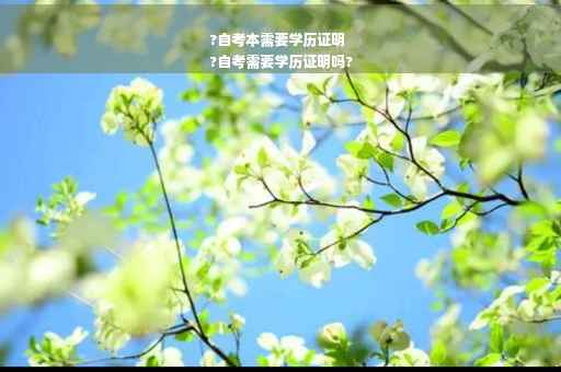 ?自考本需要学历证明
?自考需要学历证明吗?