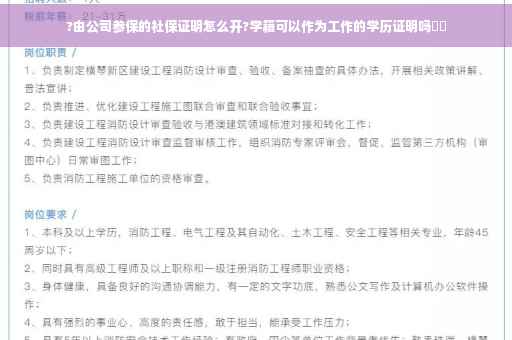 ?由公司参保的社保证明怎么开?学籍可以作为工作的学历证明吗⚡️