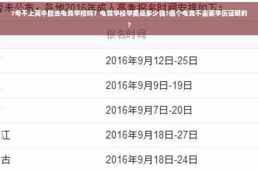 ?考不上高中能去电竞学校吗？电竞学校学费是多少钱?哪个电竞不需要学历证明的?