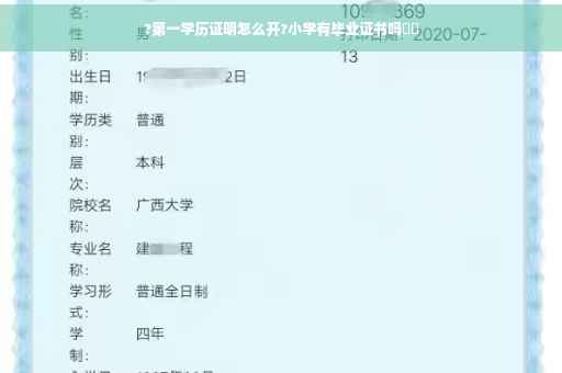 ?第一学历证明怎么开?小学有毕业证书吗⚡️