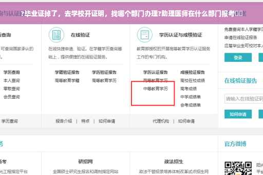 ?毕业证掉了，去学校开证明，找哪个部门办理?助理医师在什么部门报考⚡️