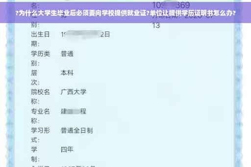 ?为什么大学生毕业后必须要向学校提供就业证?单位让提供学历证明书怎么办?