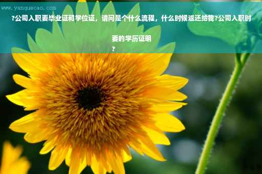 ?公司入职要毕业证和学位证，请问是个什么流程，什么时候返还给我?公司入职时要的学历证明
?