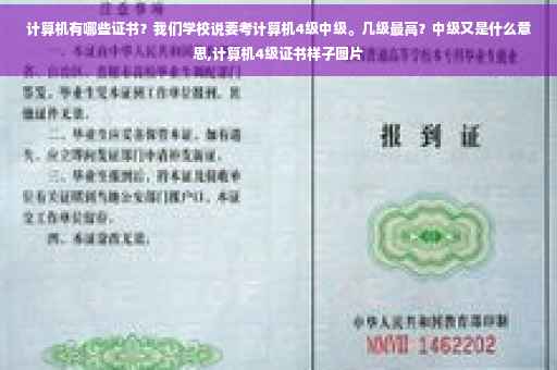 计算机有哪些证书？我们学校说要考计算机4级中级。几级最高？中级又是什么意思,计算机4级证书样子图片