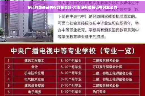 专科的荣誉证书有含金量吗-大专没有荣誉证书吗怎么办