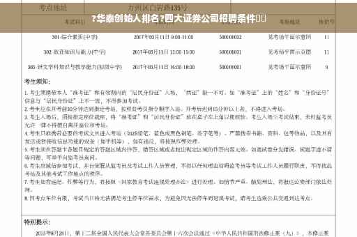 ?华泰创始人排名?四大证券公司招聘条件⚡️