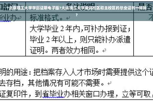 ?北京理工大学学历证明电子版?大连理工大学盘锦校区和主校区的毕业证书一样吗?