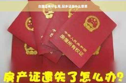 台属证有什么用,回乡证是什么意思