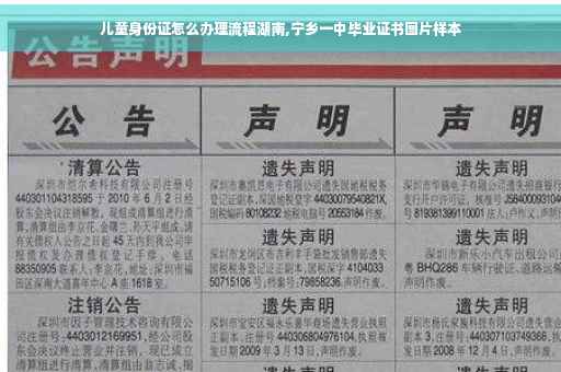 儿童身份证怎么办理流程湖南,宁乡一中毕业证书图片样本