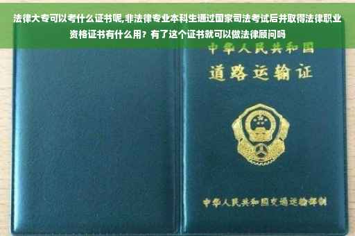法律大专可以考什么证书呢,非法律专业本科生通过国家司法考试后并取得法律职业资格证书有什么用？有了这个证书就可以做法律顾问吗