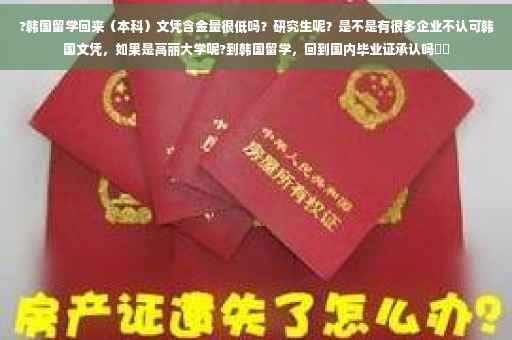 ?韩国留学回来（本科）文凭含金量很低吗？研究生呢？是不是有很多企业不认可韩国文凭，如果是高丽大学呢?到韩国留学，回到国内毕业证承认吗⚡️
