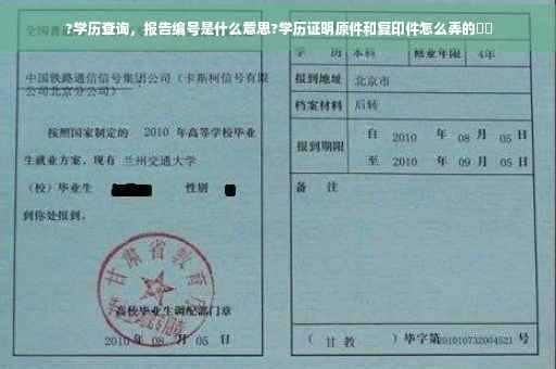 ?学历查询，报告编号是什么意思?学历证明原件和复印件怎么弄的⚡️