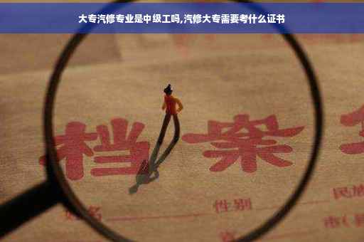 大专汽修专业是中级工吗,汽修大专需要考什么证书