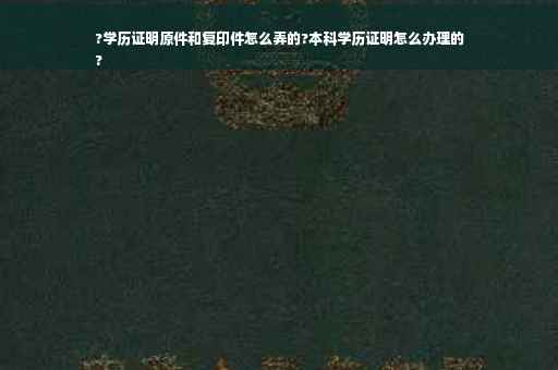 ?学历证明原件和复印件怎么弄的?本科学历证明怎么办理的
?