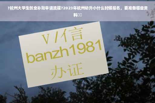 ?杭州大学生创业补贴申请流程?2023年杭州幼升小什么时候报名，要准备哪些资料⚡️