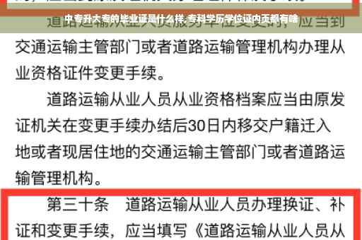 中专升大专的毕业证是什么样,专科学历学位证内页都有啥