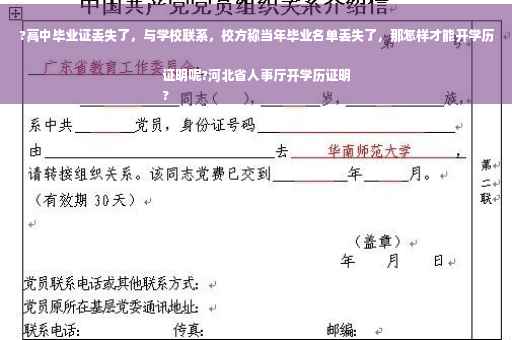 ?高中毕业证丢失了，与学校联系，校方称当年毕业名单丢失了，那怎样才能开学历证明呢?河北省人事厅开学历证明
?