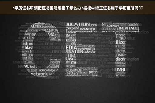 ?学历证书申请把证书编号填错了怎么办?技校中级工证书属于学历证明吗⚡️
