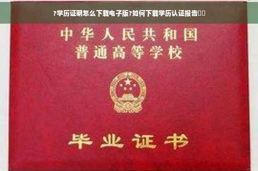 ?学历证明怎么下载电子版?如何下载学历认证报告⚡️