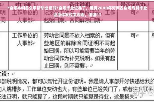 ?自考本科怎么申请毕业证书?自考毕业证丢了，谁有2000年河南省自考专科毕业证原件发过来看看，谢谢⚡️