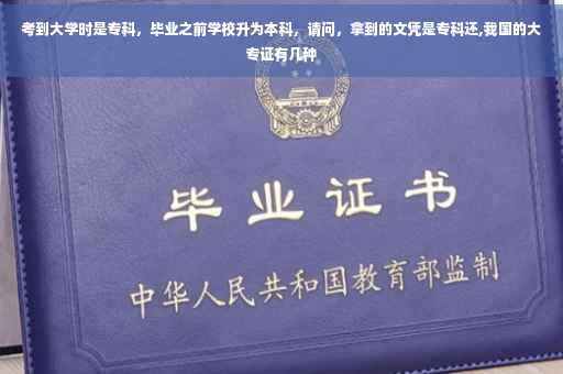 考到大学时是专科，毕业之前学校升为本科，请问，拿到的文凭是专科还,我国的大专证有几种