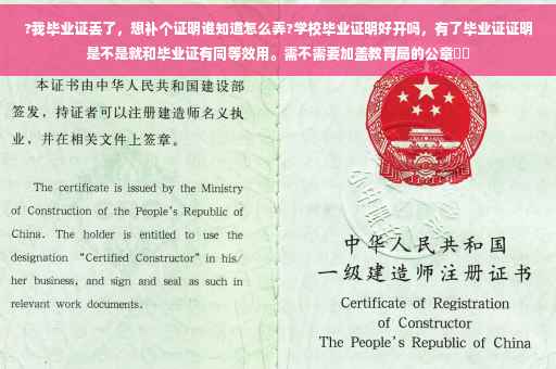 ?我毕业证丢了，想补个证明谁知道怎么弄?学校毕业证明好开吗，有了毕业证证明是不是就和毕业证有同等效用。需不需要加盖教育局的公章⚡️