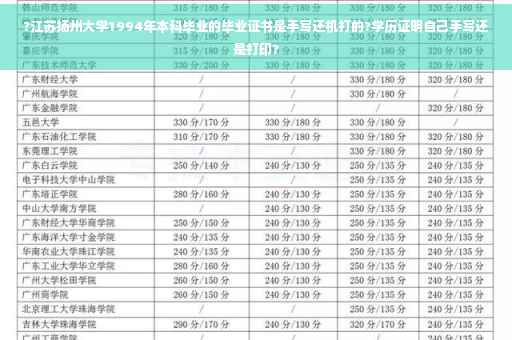 ?江苏扬州大学1994年本科毕业的毕业证书是手写还机打的?学历证明自己手写还是打印?
