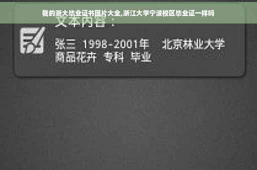 我的浙大毕业证书图片大全,浙江大学宁波校区毕业证一样吗