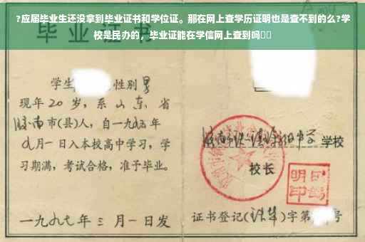 ?应届毕业生还没拿到毕业证书和学位证。那在网上查学历证明也是查不到的么?学校是民办的，毕业证能在学信网上查到吗⚡️