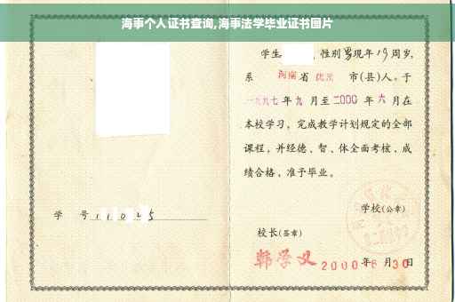 海事个人证书查询,海事法学毕业证书图片
