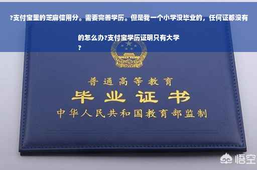 ?支付宝里的芝麻信用分。需要完善学历。但是我一个小学没毕业的，任何证都没有的怎么办?支付宝学历证明只有大学
?